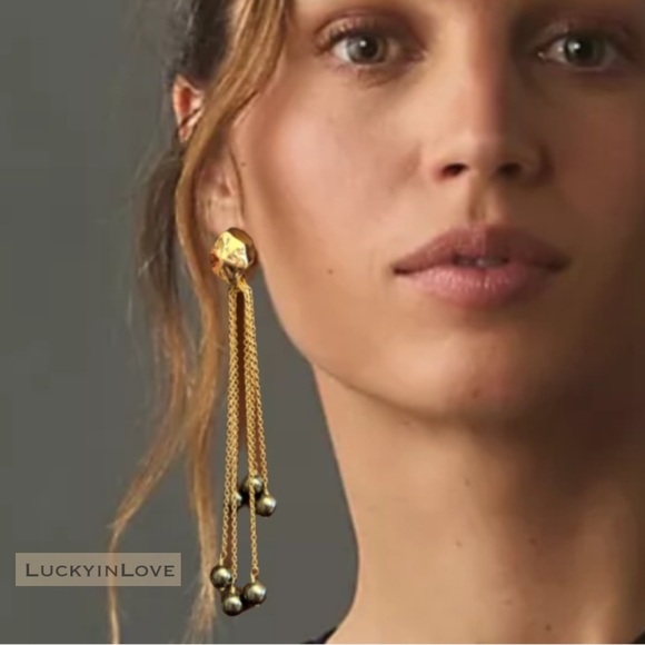 ALEXIS BITTAR NEW Miss Havisham Elegant Elements Gold Chain Pearl Drop Earrings - Picture 14 of 14